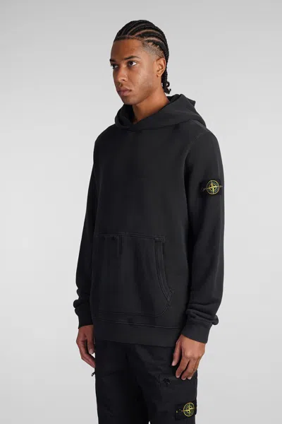 Stone Island Compass Patch Hooded Sweatshirt In Gray