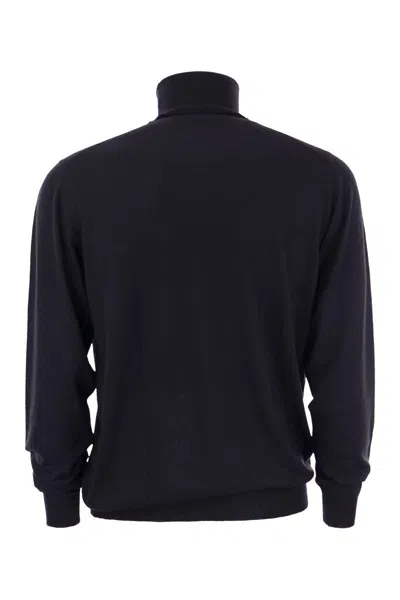 Fedeli Turtleneck Sweater In Virgin Wool In Blue