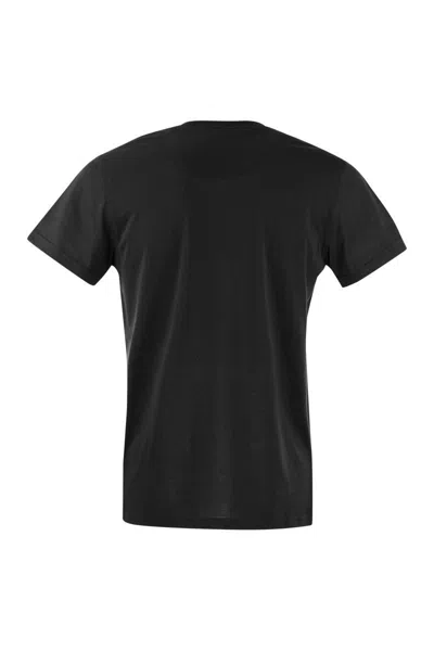 Pt Torino Round-neck Stretch T-shirt In Black