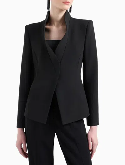 Emporio Armani A Blazer With A Missing Corner Lapel In Black