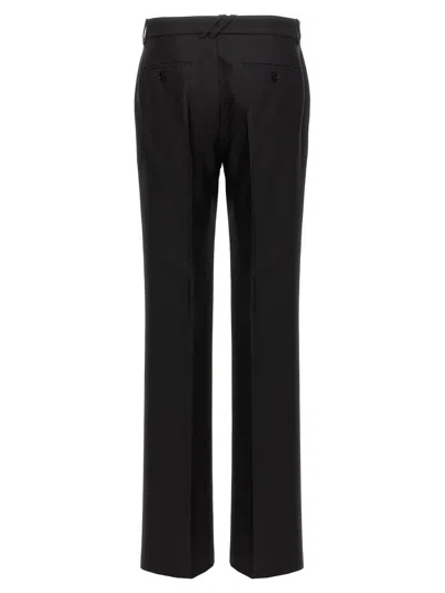 Burberry Suit Pants In Navy Blue Wool. Straight-leg Cut. Zippered Closure And Belt Clip. In Black