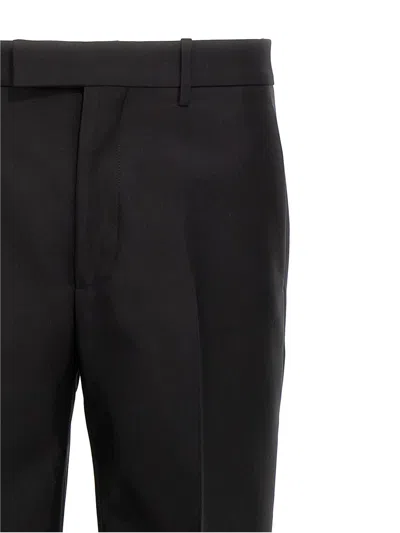 Burberry Suit Pants In Navy Blue Wool. Straight-leg Cut. Zippered Closure And Belt Clip. In Black