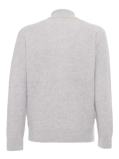 Ballantyne T Neck Full Zip Cardigan In Gray