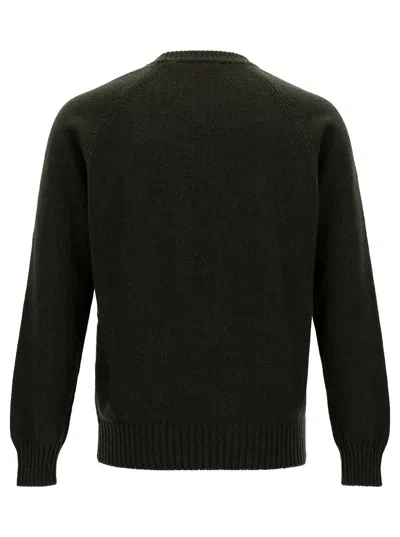La Fileria Green Crewneck Sweater With Ribbed Trims In Green