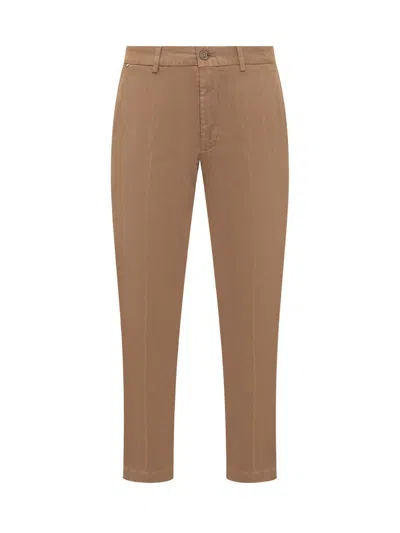Hugo Boss Tapered-fit Drawstring Pants In Stretch-cotton Twill In Brown