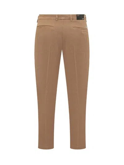 Hugo Boss Tapered-fit Drawstring Pants In Stretch-cotton Twill In Brown