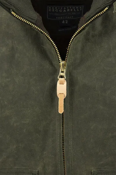 Manifattura Ceccarelli Water-repellent Cotton Bomber Jacket In Green