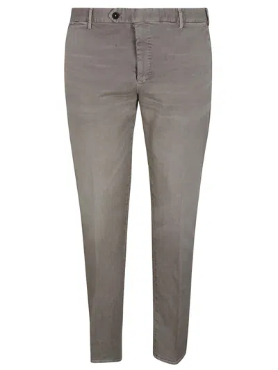 Pt Torino Belt Ring Button Casual Pants In Brown