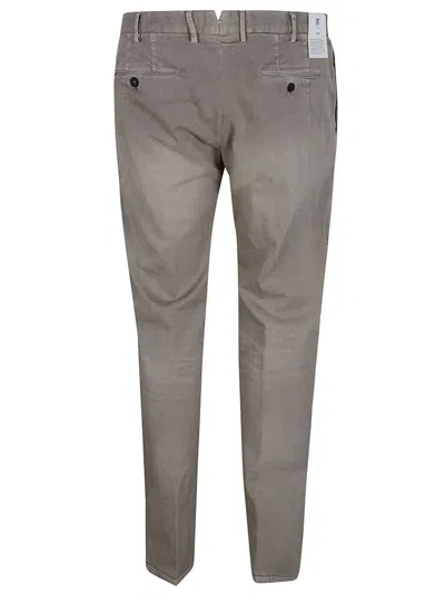 Pt Torino Belt Ring Button Casual Pants In Brown