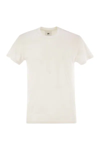 Pt Torino White Silk Blend T-shirt In White