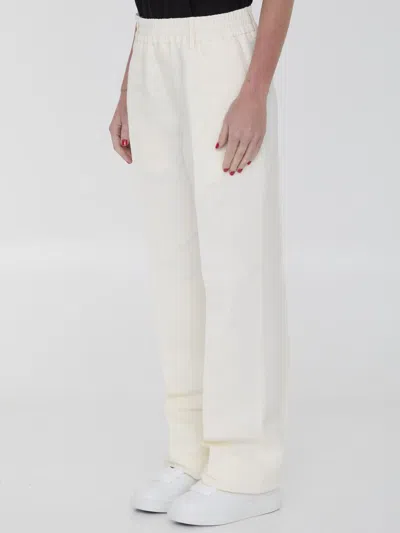 Burberry Canvas Pants In Cream