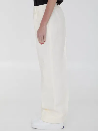 Burberry Canvas Pants In Cream
