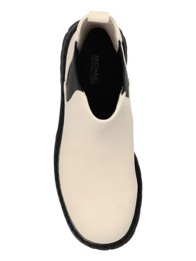 Michael Kors Asher Calf Leather Ankle Boots In Beige