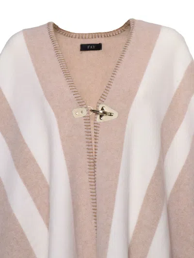 Fay Fringed Hem Stripe Patterned Cape In Multicolor
