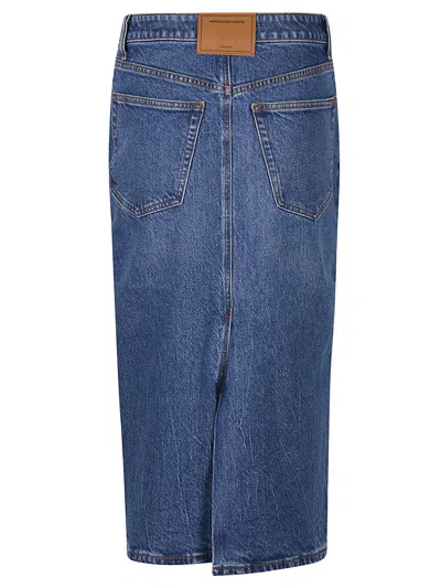 Alexander Wang Stretch Denim Midi Skirt In Blue
