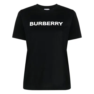 Burberry Black T-shirt With Bold Logo Design In Multicolor