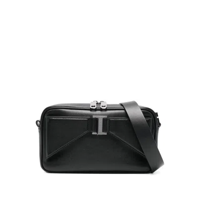 Dolce & Gabbana Logo Tag Zipped Messenger Bag In Black