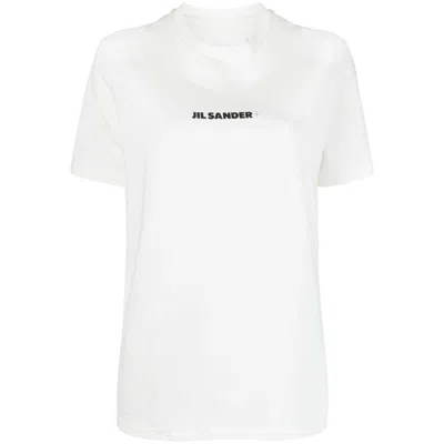 Jil Sander White T-shirt With Contrasting Logo Print In White