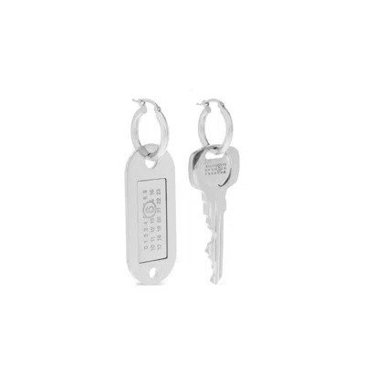 Mm6 Maison Margiela Mm6 By Maison Margiela Tag And Key Earrings In Silver