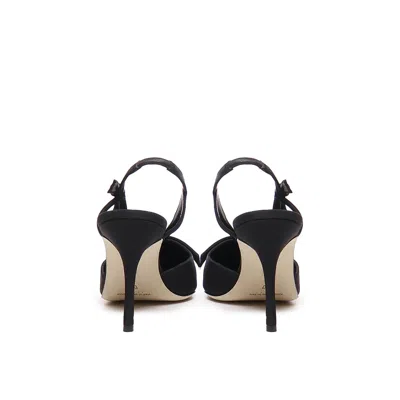 Manolo Blahnik Corintia 90 Bow-embellished Crepe De Chine Slingback Pumps