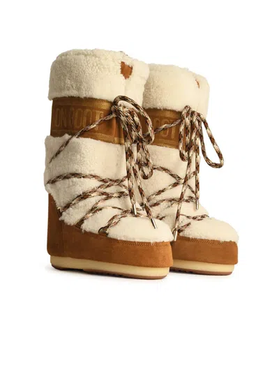 Moonboot Icon In Beige Shearling Boots