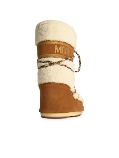 Moonboot Icon In Beige Shearling Boots