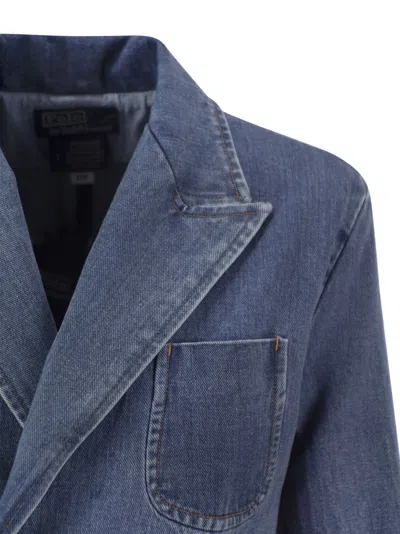 Polo Ralph Lauren Double-breasted Denim Blazer In Denim