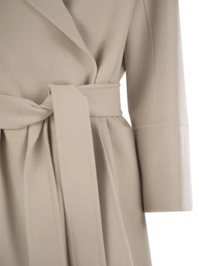 's Max Mara Nina Beige Double-breasted Coat With Matching Belt In Wool Woman In Natural