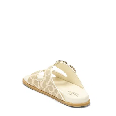 Valentino Vlogo Toile Iconographe Slide Sandal In Ivory