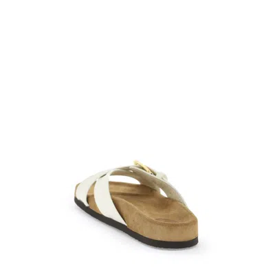 Valentino Velluto Leather Crisscross Buckle Sandals In White