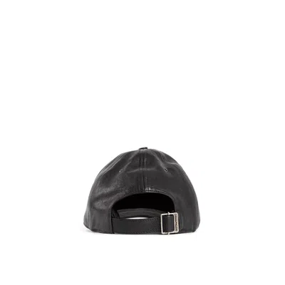 Saint Laurent Cassandre Leather Cap In Black