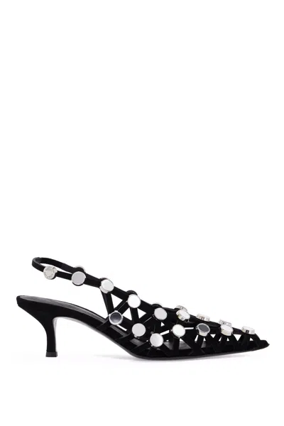 Attico The  Black Open Lattice Design Low-heeled Shoes In Black