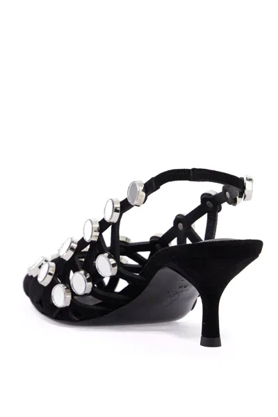 Attico The  Black Open Lattice Design Low-heeled Shoes In Black
