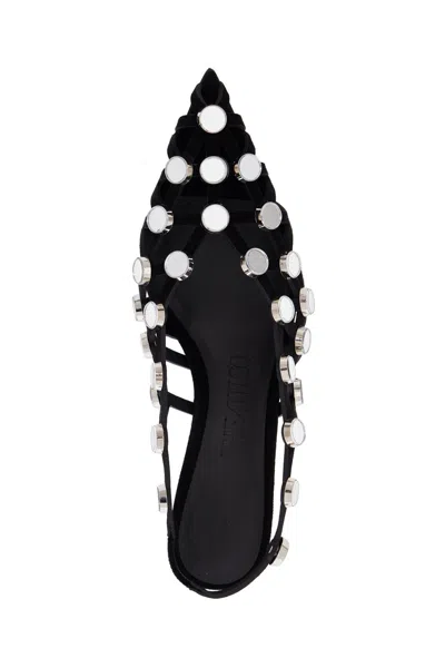 Attico The  Black Open Lattice Design Low-heeled Shoes In Black