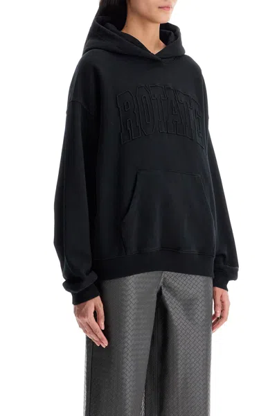 Rotate Birger Christensen Oversized Black Hoodie With Embossed Logo In Black