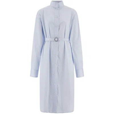 Ferragamo Striped Shirt Dress In Multicolor
