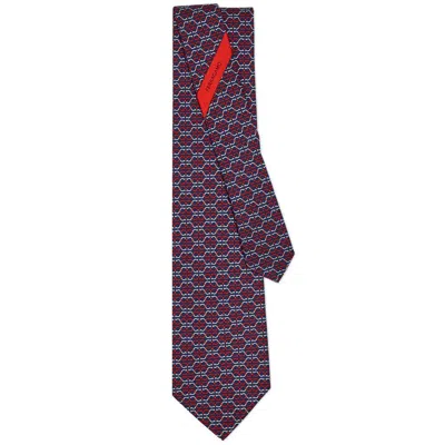 Ferragamo Gancini Print Silk Tie In Multicolor
