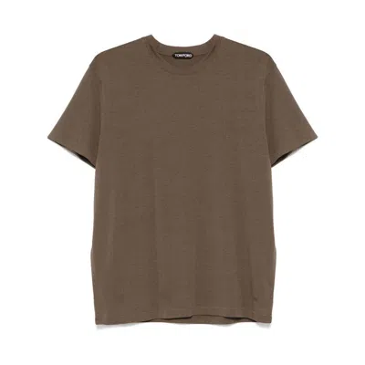 Tom Ford Regular Fit T-shirt In Lyocell And Cotton In Multicolor