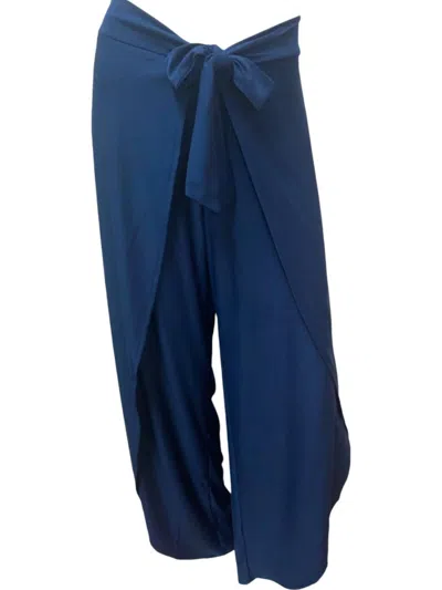 La Mer Luxe Women's Wrap Front Pants In Navy In Blue