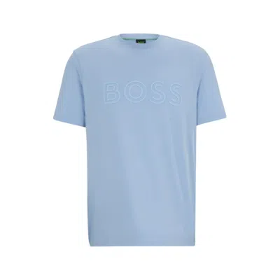 Hugo Boss Cotton-jersey Regular-fit T-shirt With Logo Artwork In Blue