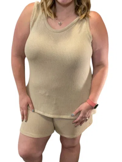 Blumin Scoopneck Pocket Short Lounge Set In Stone In White