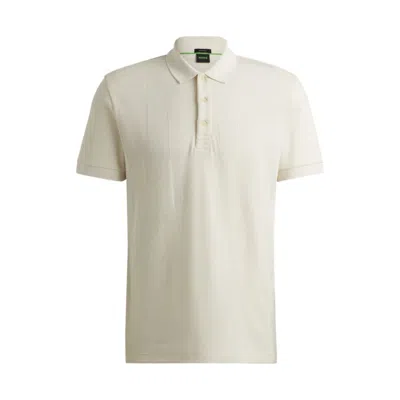 Hugo Boss Mercerized-cotton Slim-fit Polo Shirt With Collar Stripe In White