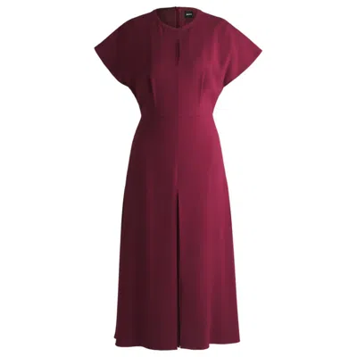 Hugo Boss Keyhole-neckline Dress With Pliss Insert In Pink