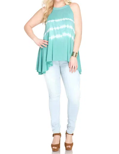 She + Sky Sleeveless Tie Dye Tank In Dusty Jade In Multi