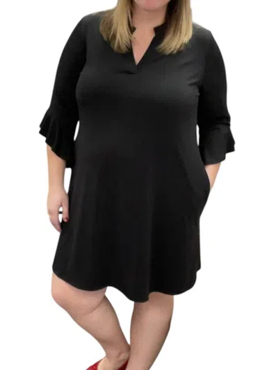 Honeyme Gabby Ruffle Sleeve Dress In Black In Black