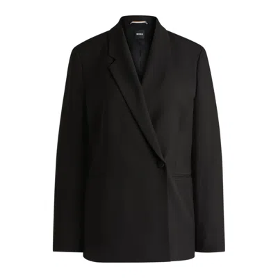 Hugo Boss Relaxed-fit Jacket With Feature Button In Black