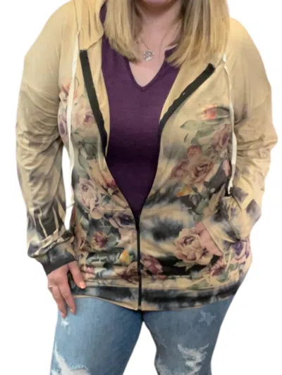 Blumin Floral Spring Hoodie Jacket In Mocha In Brown