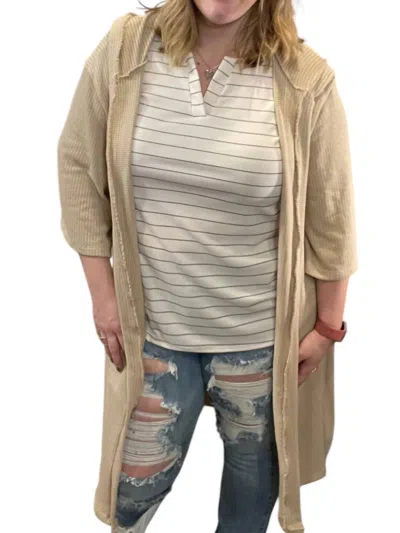 Blumin Belted Hooded Cardigan In Stone In White