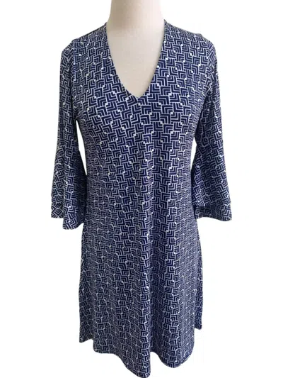La Mer Luxe Women's 3/4 Sleeve Crane Dress In Navy/white Sevilla In Multi