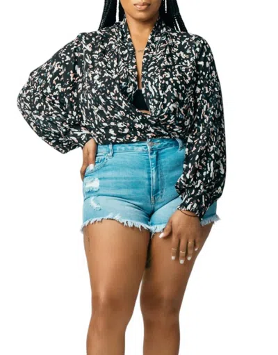 Hot & Delicious Floral Kimono Top In Black Multi In Multi